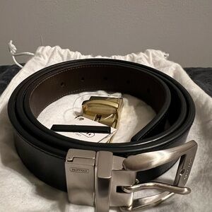 Coach  Reversible Black/Brown Pebble Leather Belt 39-42/43”